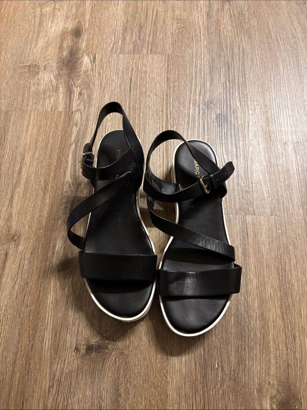 Marc Fisher Black Strappy Crossband Sandals